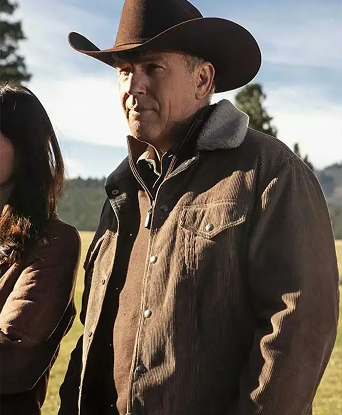 Kevin Costner TV Series Yellowstone John Dutton Brown Corduroy Blazer Dress Jacket
