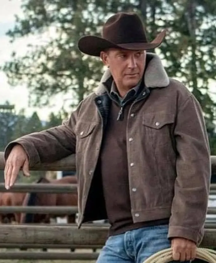 Kevin Costner TV Series Yellowstone John Dutton Corduroy Brown Jacket