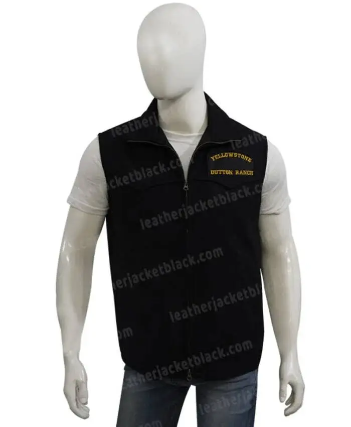Kevin Costner TV Series Yellowstone John Dutton Mens Black Wool Zip Up Vest
