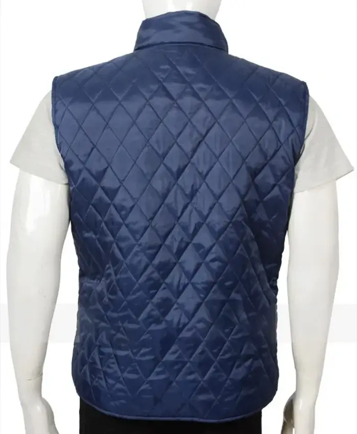 Kevin Costner Yellowstone John Dutton Diamond Quilted Blue Vest