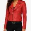 Kimrie Lewis Single Parents S01 Red Leather Biker Jacket