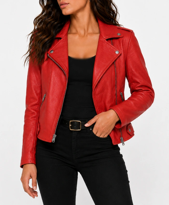 Poppy Banks TV-Series Single Parents S01 2026 Kimrie Lewis Red Biker Jacket