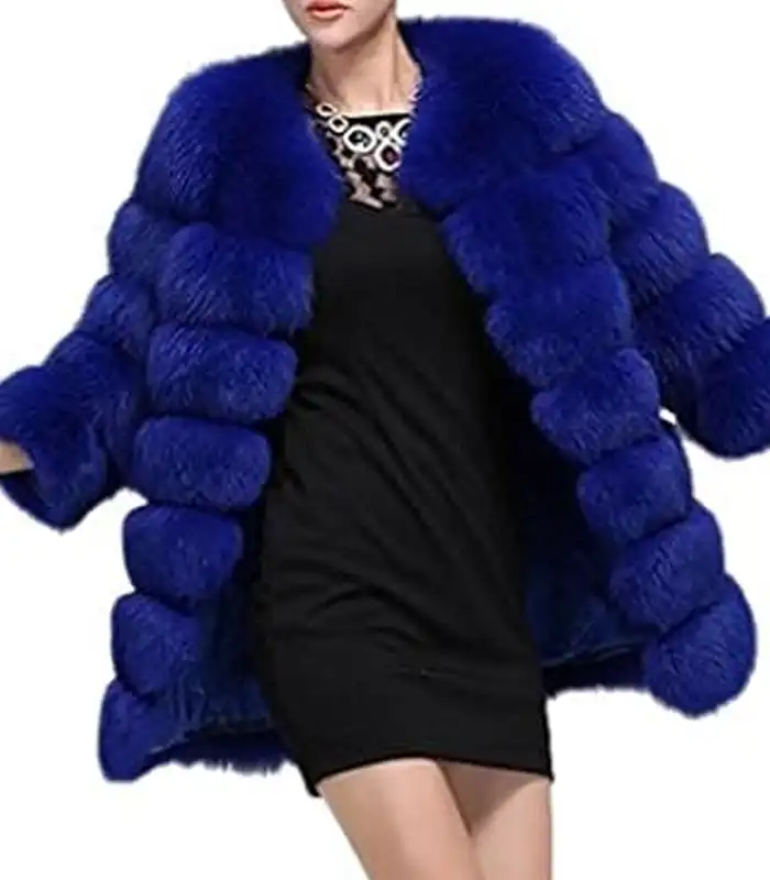 Lana Collarless Rich Blue Mink Fur Coat