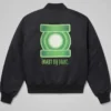 Lanterns Oath Beware My Power Black Satin Bomber Jacket