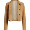 Leanne S2 Kristen Johnston Tan Suede Cropped Jacket