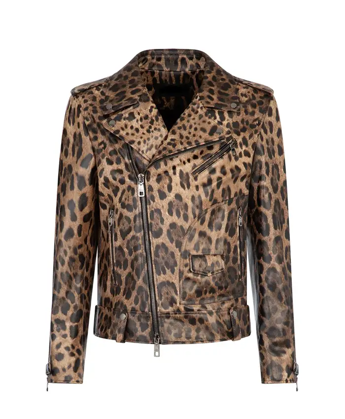 Leopard Print Leather Jacket