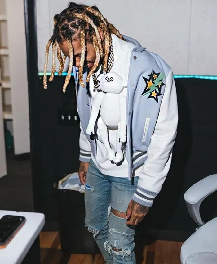 Lil Durk Off White Varsity Jacket