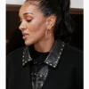 Lizzie Mathis Honest Renovations S04 Studded Trim Black Leather Jacket