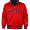 Los Angeles Angels Captain Red Satin Jacket For Mens