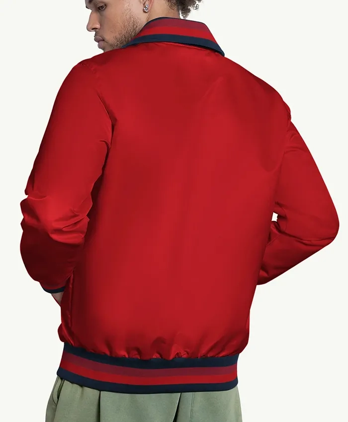 Los Angeles Angels Captain Red Satin Varsity Jacket For Mens