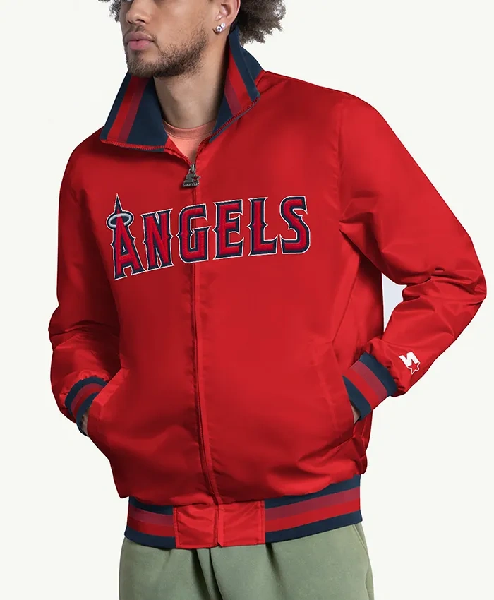 Los Angeles Angels Captain Satin Varsity Jacket For Mens