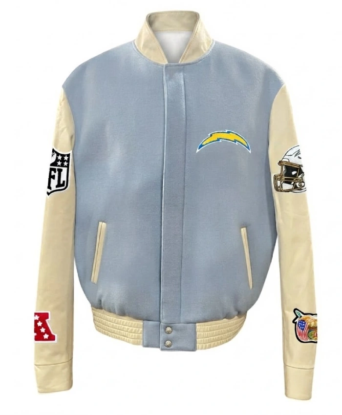 Los Angeles Chargers Wool and Leather Baby Blue Varsity Jacket