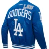 Los Angeles Dodgers Blue Letterman Full Snap Satin Jacket Sale