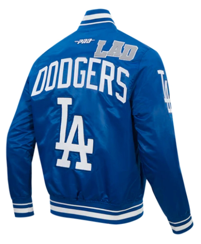 Los Angeles Dodgers Blue Letterman Full Snap Satin Jacket Sale