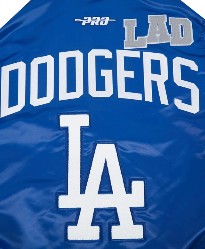 Los Angeles Dodgers Blue Letterman Full Snap Satin Jacket