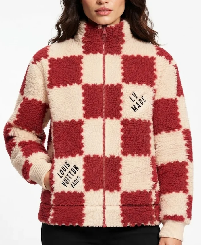Louis Vuitton x Nigo Jacquard Damier Red Fleece Blouson Sale