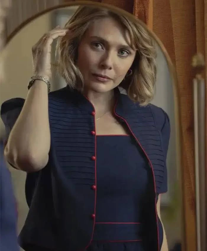 Love And Death Elizabeth Olsen Blue Cropped Jacket