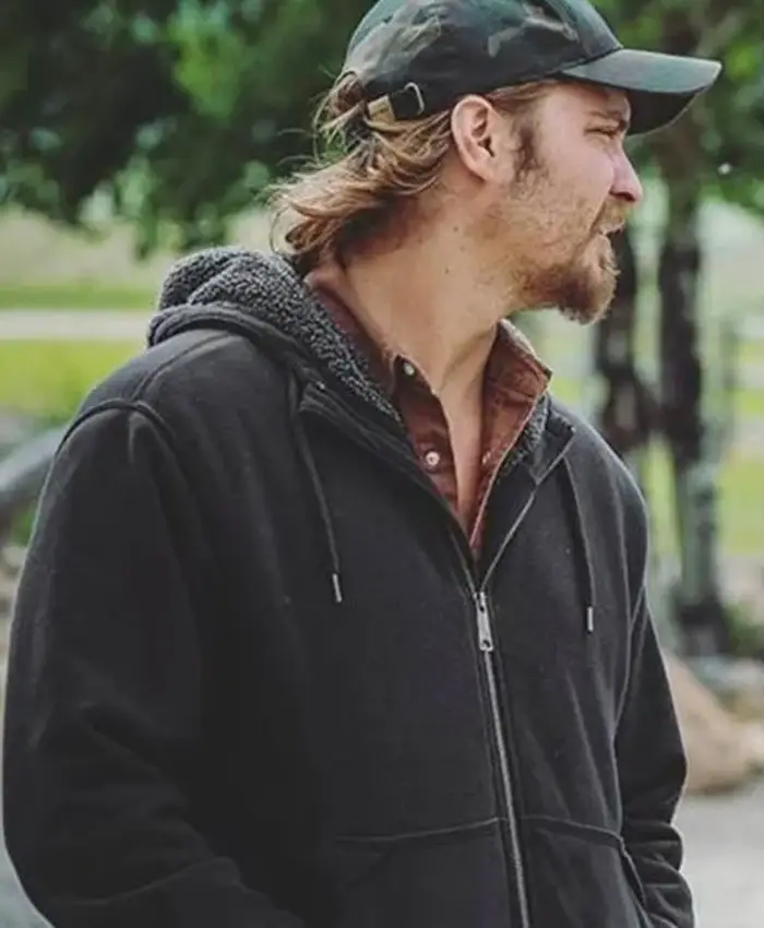 Luke Grimes TV Series Yellowstone Kayce Dutton Dark Grey Fleece Hoodie Jacket
