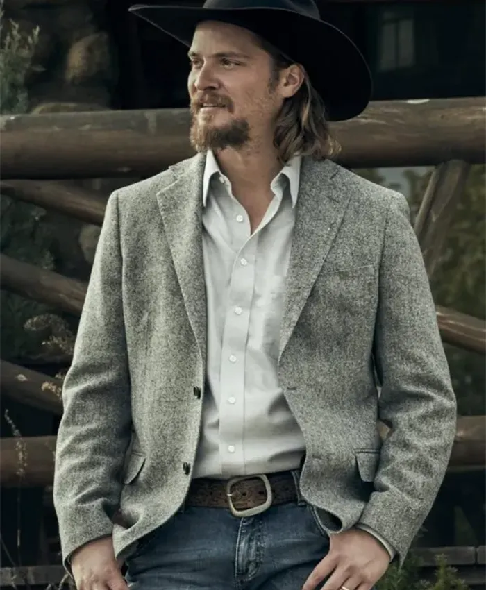Luke Grimes Yellowstone Season 3 Luke Grimes Grey Wool Blend Blazer Coat