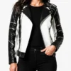 MJ Thriller Black and White Leather Jacket Womens