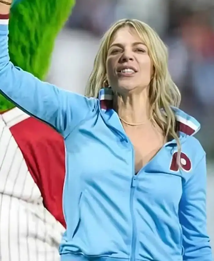MLB Kaitlin Olson Light Blue Bomber Jacket