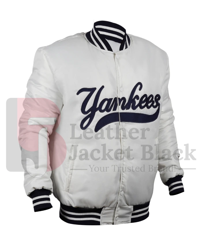 MLB New York Yankees 90s White Varsity Jacket - Image 2