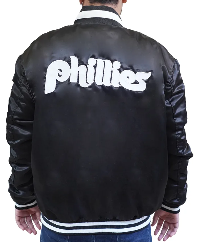 Philadelphia Phillies Black Bomber Jacket - Image 3