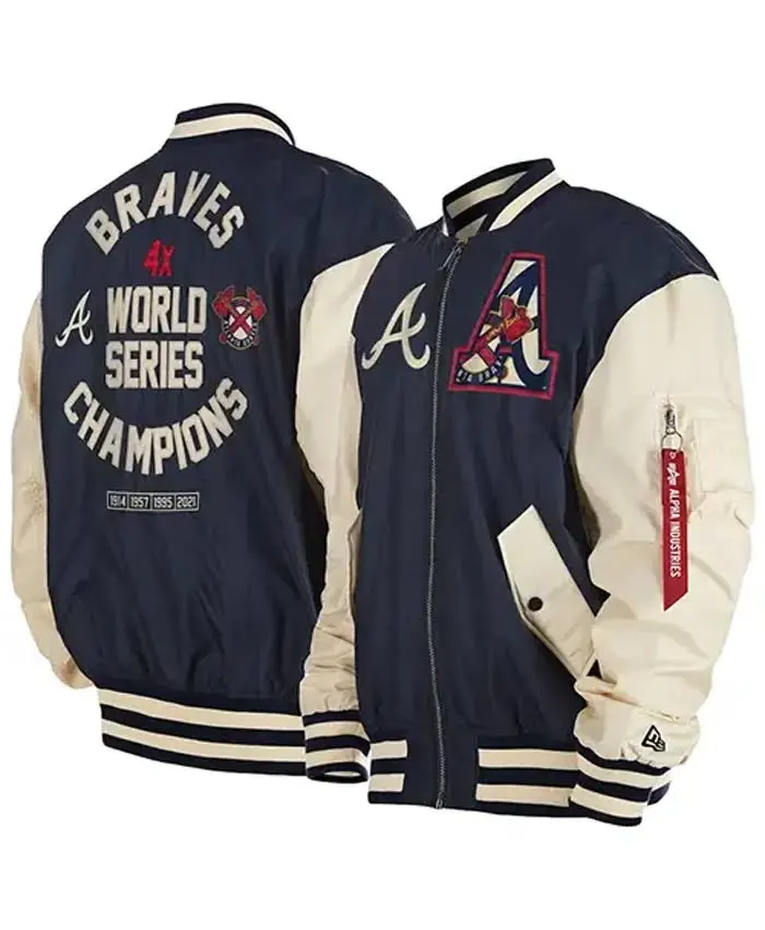 MLB Team Atlanta Braves Vintage Bomber Zip-Up Jacket