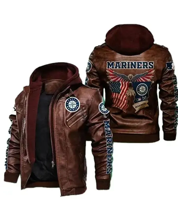 MLB Team Seattle Mariners Leather Jacket - Image 2