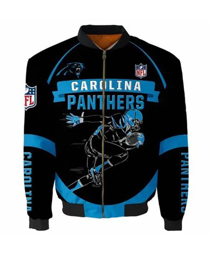 Madden Carolina Panthers Player Running Black Bomber Jacket