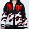 Manga Series Dandadan Ken Takakura Prominent Flame Black Varsity Jacket