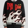 Manga Series Dandadan Ken Takakura Prominent Flame Black Varsity Jacket Sale