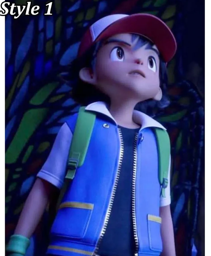 Manga Series Pokemon Ash Ketchum White Blue Cotton Jacket