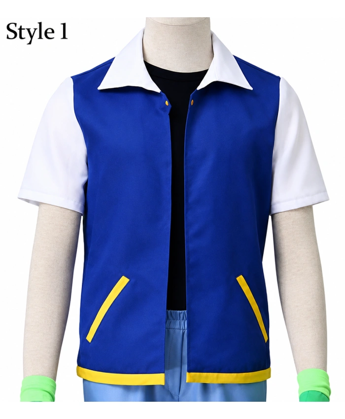 Manga Series Pokemon Ash Ketchum White and Blue Cotton Jacket Sale