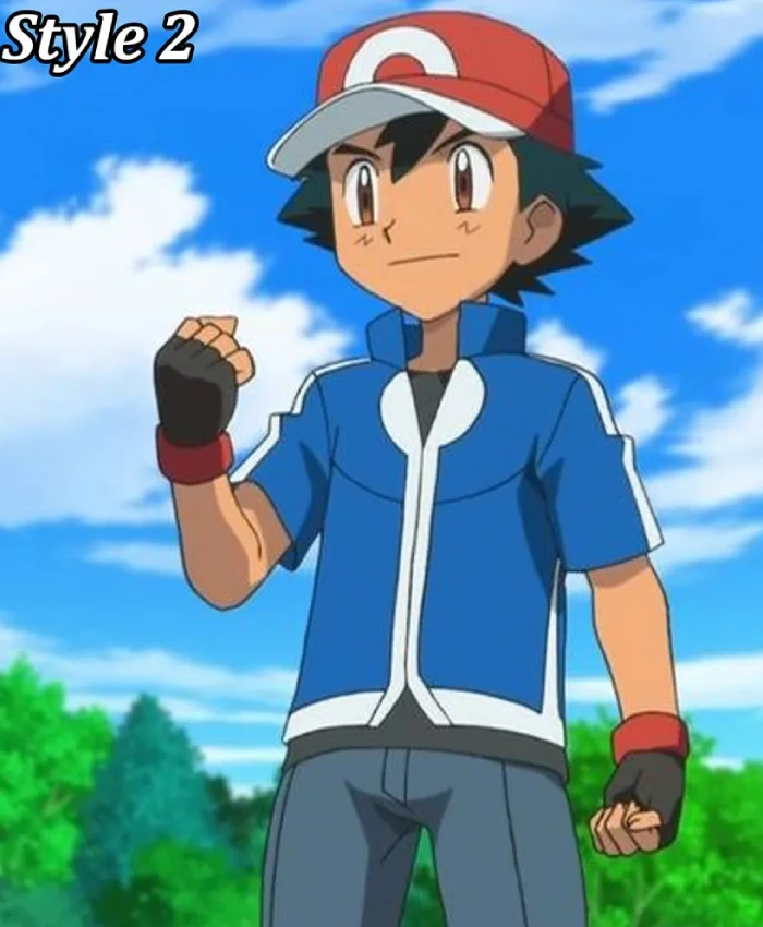 Manga Series Pokemon Ash Ketchum White and Blue Jacket