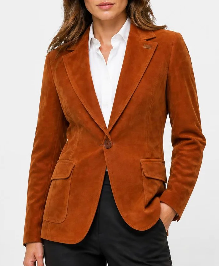Marshals 2026 Belle Skinner Tan Suede Blazer Womens