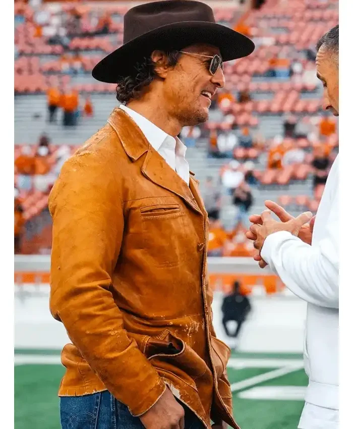 Matthew McConaughey Brown Leather Button Up Jacket