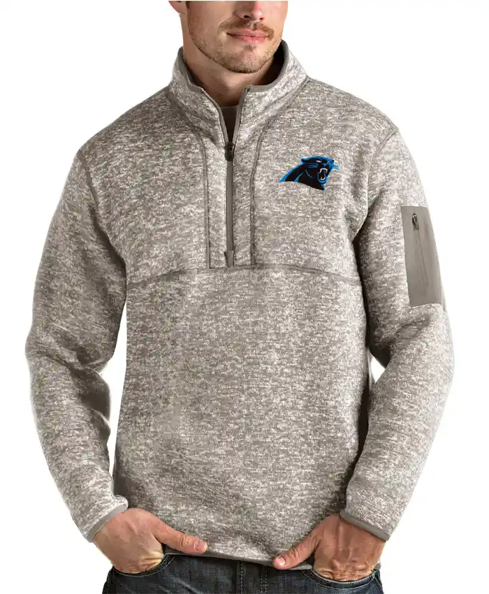 Matty Carolina Panthers Oatmeal Full-Zip Jacket