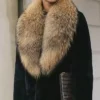 Melany Mongolian Mink Fur Black Mid Length Coat