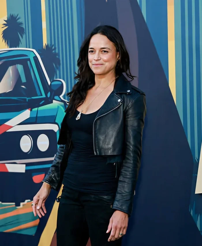 Michelle Rodriguez Fast and Furious 25th Anniversary Biker Cropped Leather Jacket 