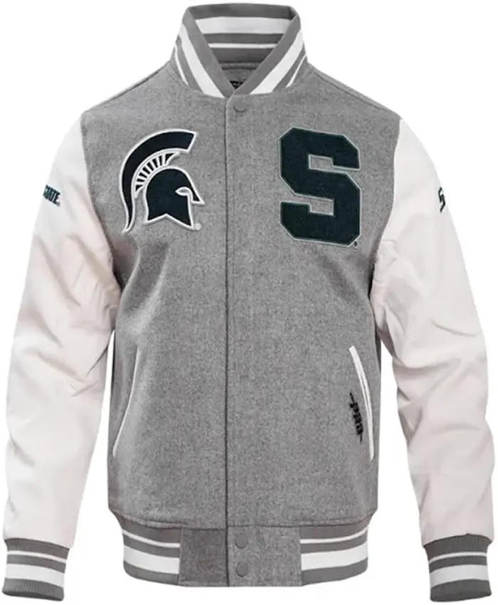 Michigan State University Heather Grey And White Jacket