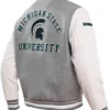 Michigan State University Heather Grey And White Varsity Jacket