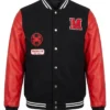 Miles Morales Black Wool with Leather Sleeves Varsity Jacket