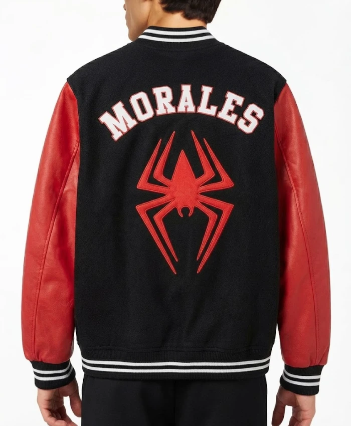 Miles Morales Black and Red Wool Varsity Jacket