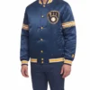 Milwaukee Brewers Starter Midfield Blue Letterman Varsity Jacket
