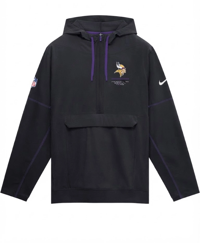 Minnesota Vikings 2026 Nike Black Sideline Logo Glory Anorak Half Zip Jacket