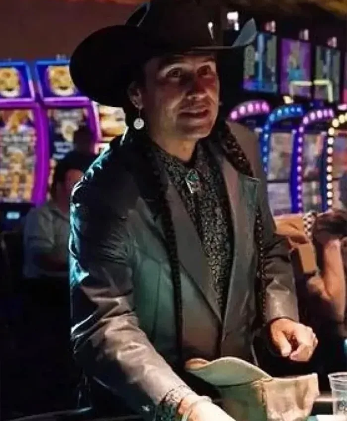 Mo Brings Plenty Yellowstone Rainwater Driver Season 4 Black Leather Blazer Coat