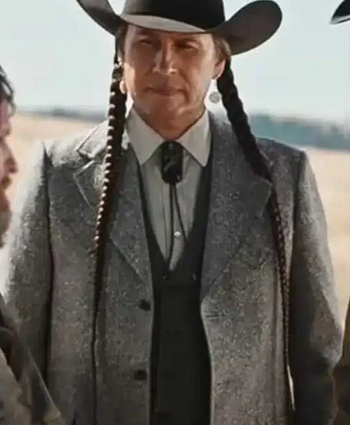 Mo Brings Plenty Yellowstone Rainwater Driver Season 4 Grey Wool Blazer Coat