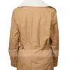 Monica Dutton TV Series Yellowstone Kelsey Asbille Womens Shearling Fur Collar Brown Cotton Jacket For Sale