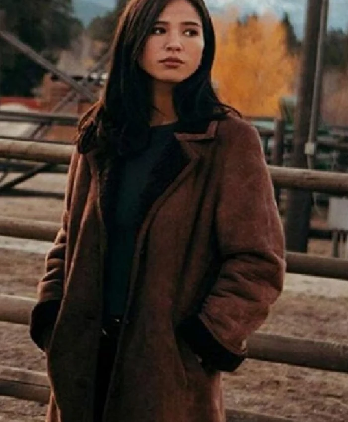 Monica Dutton Yellowstone Suede Leather Brown Coat